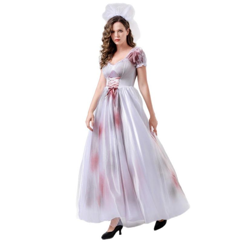 Halloweenový krvavý duch svatební závoj šaty maškarní párty jevištní show kostým