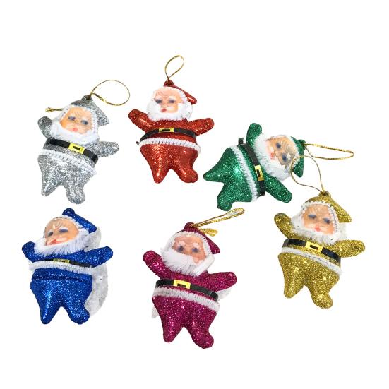 6 Pcs Santa Claus Ornaments for Tree Fabric Santa Claus Christmas Hanging Ornaments 3D Santa Doll Pendant for Holiday Xmas Tree Decor
