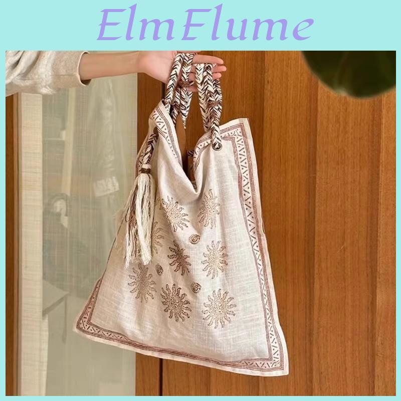 Design 2025 New Niche Model Linen Ethnic Style Bohemian Single Shoulder Crossbody Bag Womens Bag Large Capacity Tote Bag