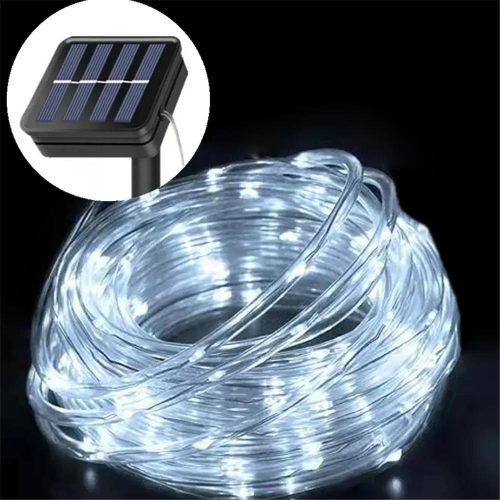 

1pc7/12m Solar Powered LED Tube Light Waterproof Light for Garden Patio Wedding Party Outdoor Tree Stair Railing Guardrail Decor 7m50leds білий