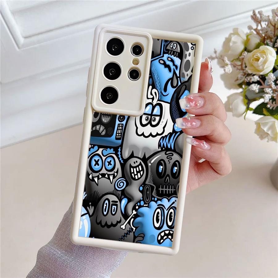 Super Cool Black Graffiti Soft Shell Phone Case for Samsung Galaxy S24 Plus S22 S20 S21 S23 FE S25+ S25 Ultra S24+ S22+ S23+