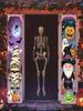 2pcs/Set Spooky Holiday Themed Porch Banner Cartoon Mummies Pumpkin Lanterns Ghosts Bats Spiders Plus Wizard Celebration Decorations