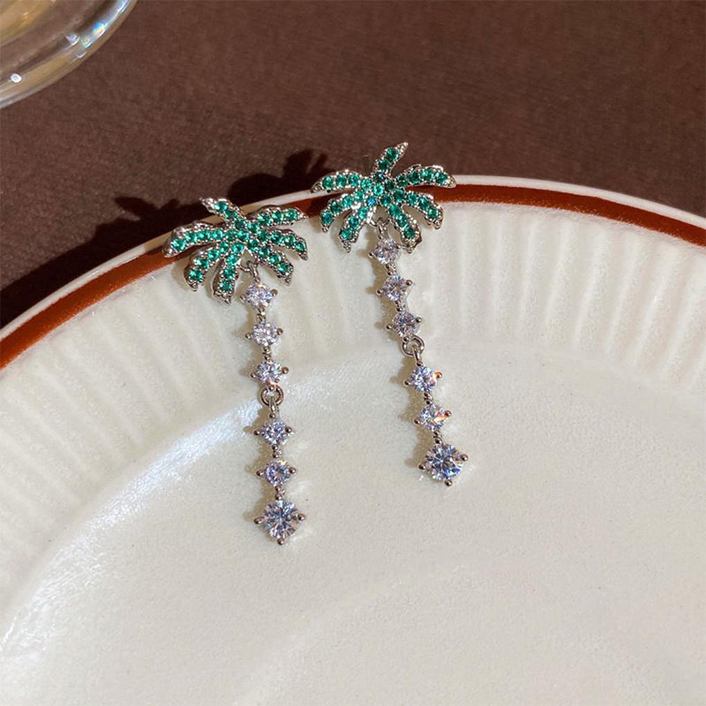 1 para stopowych kolczyków z drzewem kokosowym, urocze, eleganckie, galwanizowane, dekoracyjne, błyszczące, damskie kolczyki wiszące, biżuteria, ozdoba