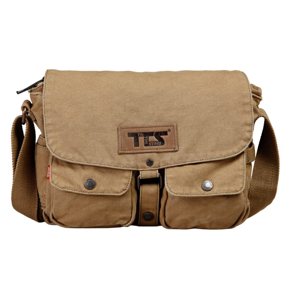 

Shoulder Bag Canvas Messenger Bag Large Capacity A4 Canvas Stylish Commuting to School Popular Bag Shoulder Bag Military Retro Unisex [SKYBOW] Men s коричневий