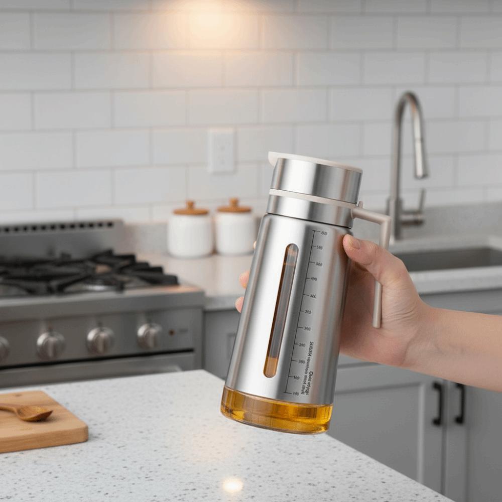 Automatisch öffnende und schließende Schwerkraft-Gewürzflasche Edelstahl-Ölflasche Soja Essig