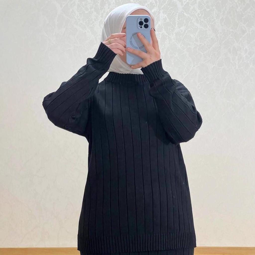 2025 Autumn Women's Loose Knit Sweater Skirt Set - Casual Crew Neck Long Sleeve