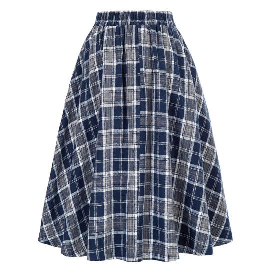 Dámská sukně Vysoký elastický pas Velký lem A-line Colorblock Kostkovaný potisk Volný Délka kotníku Měkké kapsy Retro volán Elegantní Party Dáma na dojíždění