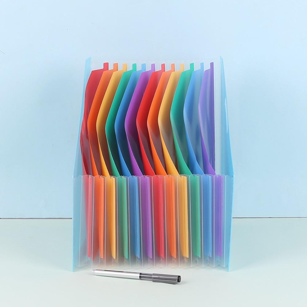 Diagonal Mouth A4 Expanding Organ Bag Folder Rainbow Color Document Holder  Test Paper