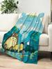 Cartoon Neighbor Totoro Throw Blanket Warm Plaid Flannel Soft Comfort Plush Perfect for Sofa Living Room Office Bedroom Travel G