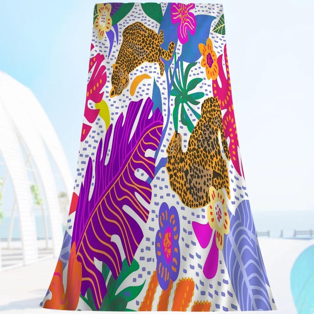 

Wild Leopard Tiger Vase Flower Girl Power Beach Towels Shower Towel Travel Spa Microfiber Quick Dry Gym Accessories Room Decor W40*H60(CM)