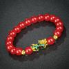 3D Color-Changing Pixiu Obsidian Bracelet with Six-Character Mantra & Temperature-Sensitive Vietnamese Gold