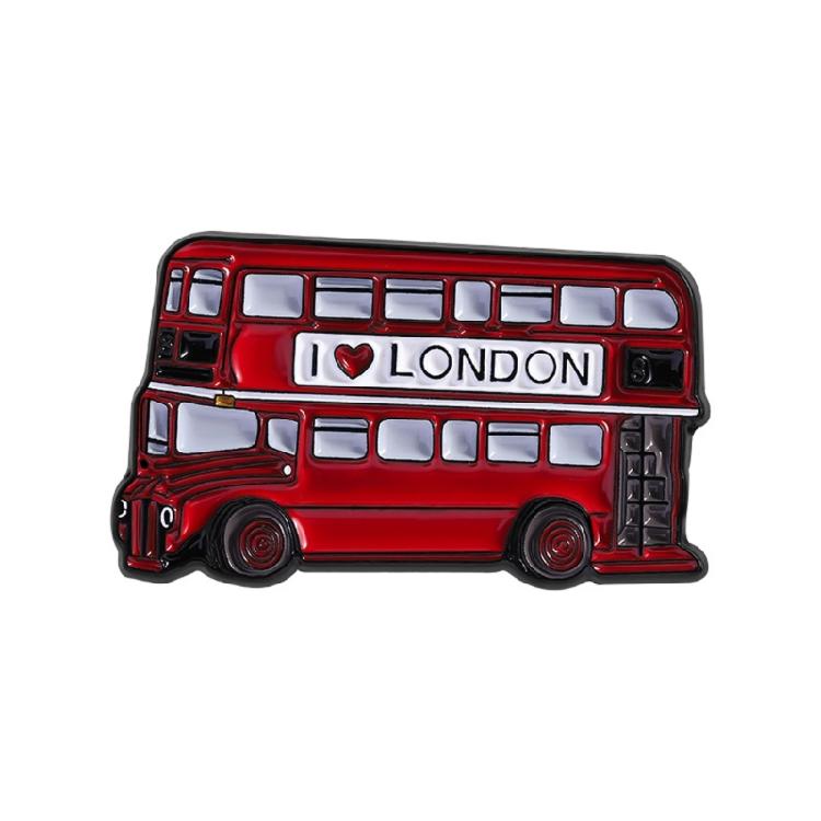 

Stylish Red Bus Brooch Pin Alloy Jewelry Accessory For Backpack Jacket British Themed Fashion Gift 1