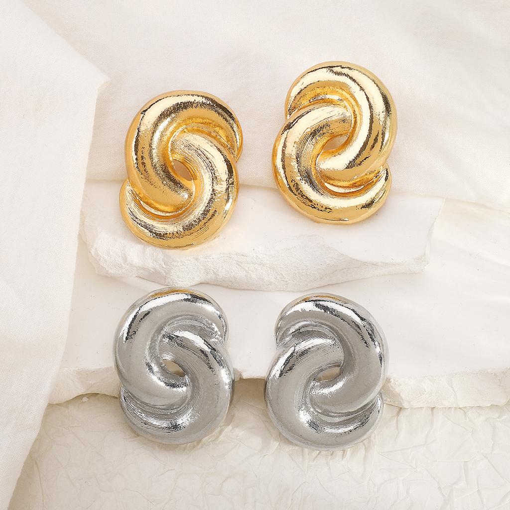 New European American Simple Spiral Stud Earrings Minority High Grade Twist Shape Earrings For Women Trendy Fashion Jewelry