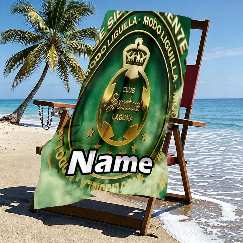 Custom Name Personalized Club Santos Laguna Print Beach Towel, for Trip Camping Beach Party Home Decor, Birthday Gift for Family & Friends