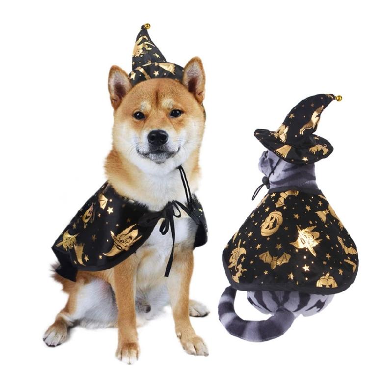Dog Cloak Cosplay Costume Star Hat Pet Cape Dark Hat Witch Cloak