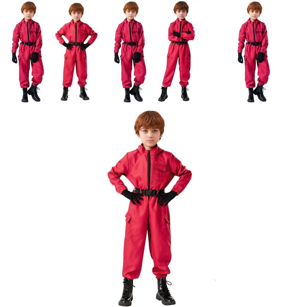 Combinaison Costume Squid Game en Polyester pour Cosplay Halloween Enfants
