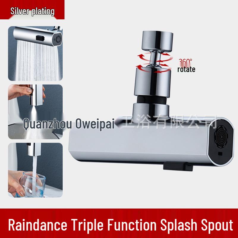 Univerzální otočný prodlužovač kohoutku: Třímódová vodopádová výpusť, tlakově odolná proti stříkání.