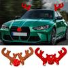 LED Reindeer Decoration Rudolph Christmas Reindeer Antlers Car Reindeer Antlers  Nose Kit Vehicle Decorations Christmas Set