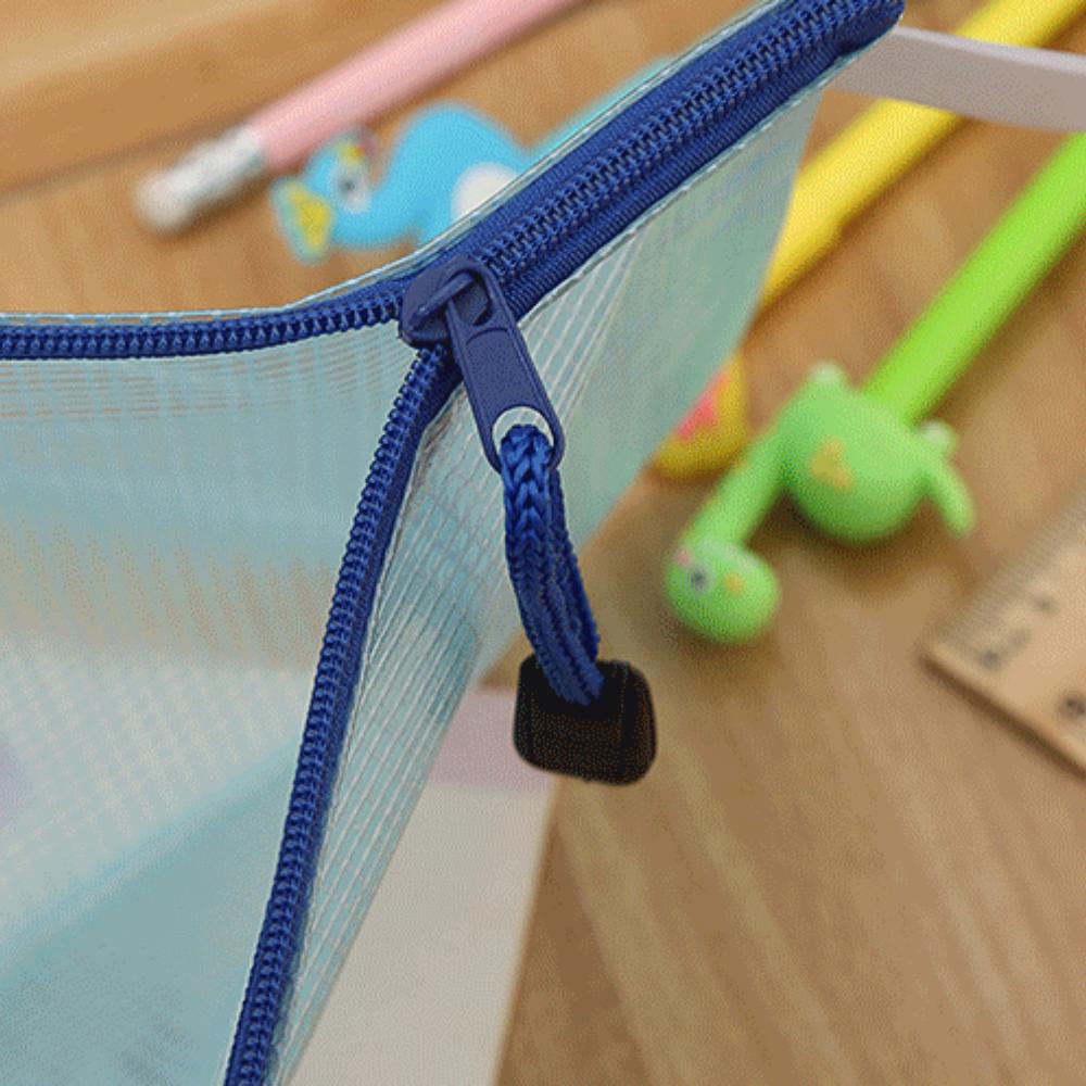 5 Pcs Stationery Storage Folder File Mesh Zipper Pouch A5 Mix Color Document Bag Zip File Folders School Office Supplies