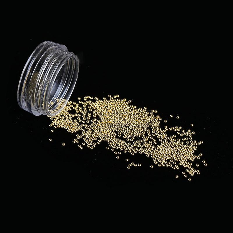 Caviar Nail Nails Gold And Silver Steel Beads Do Not Fade 1.2Mm Metal Microbeads 1000 Round Box Nail Jewelry