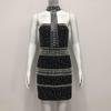 2025 Autumn/Winter European Fashion Pearl Rhinestone Halter Bandage Dress