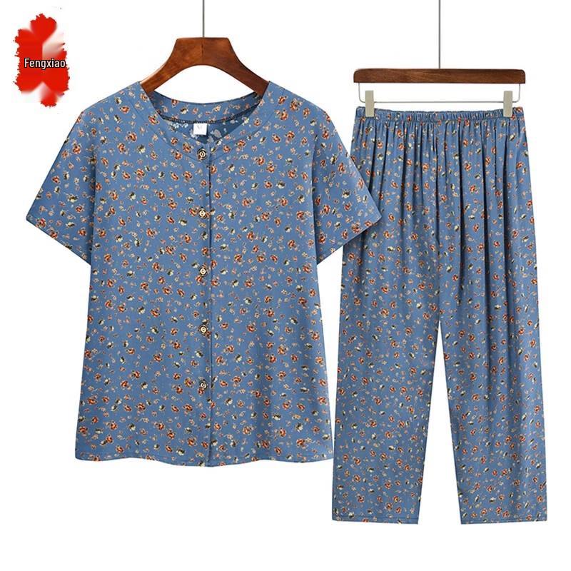 Elderly Women s Summer Rayon Two-Piece Set