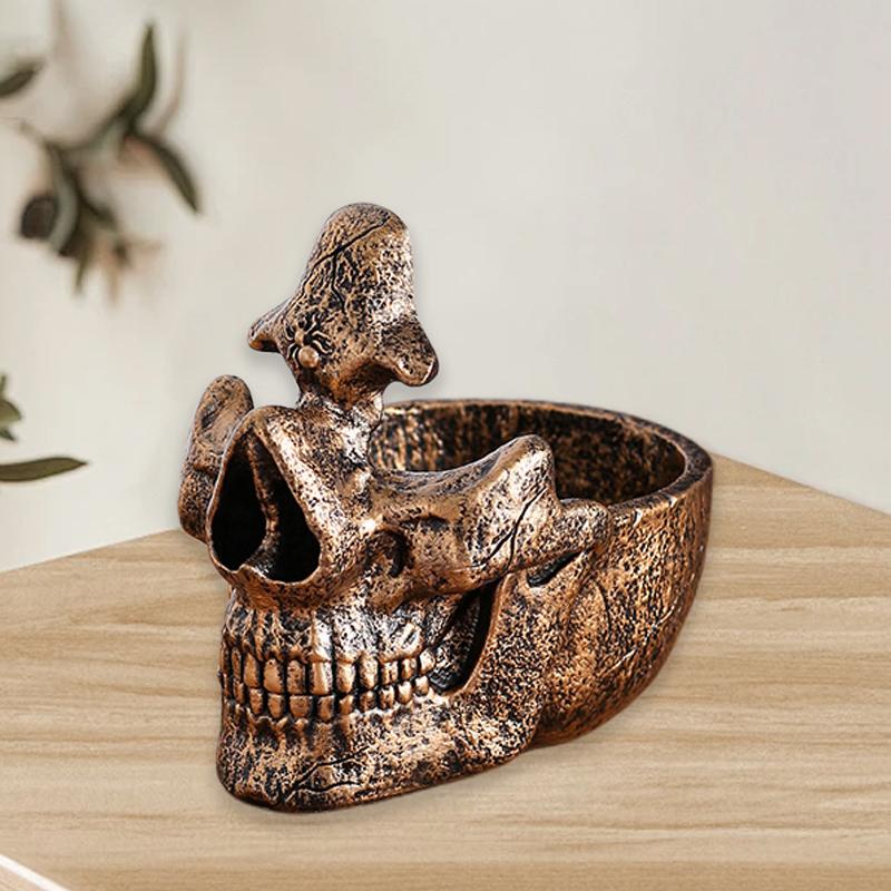 Creative Skull Glasses Stand Holder with Storage Tray for Desktop Eyeglass Frame Bracket Ornament Display