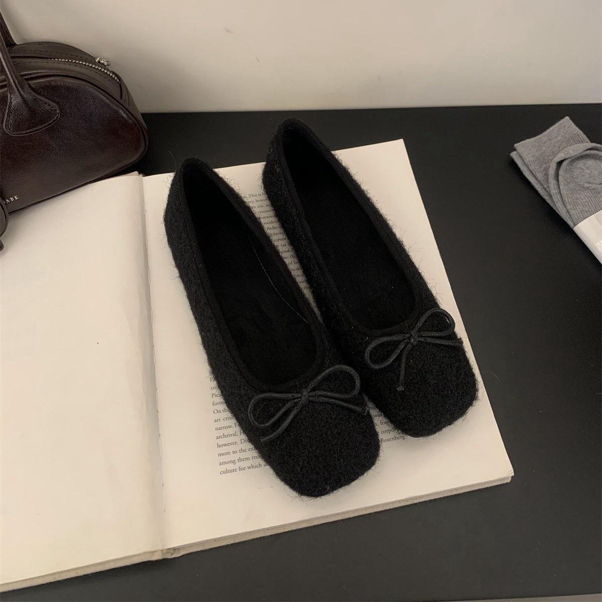 

Gentle fairy fluffy shoes female winter wear new one-pedal lazy velvet cotton shoes soft flat beanie shoes 40