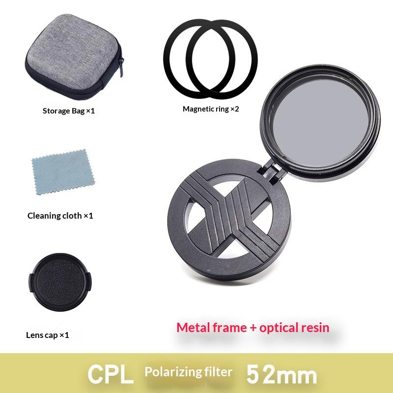 52MM Magnetic Circular Polarizer CPL Lens Filter Clip Kit for Phone Camera Professional Portrait Photography