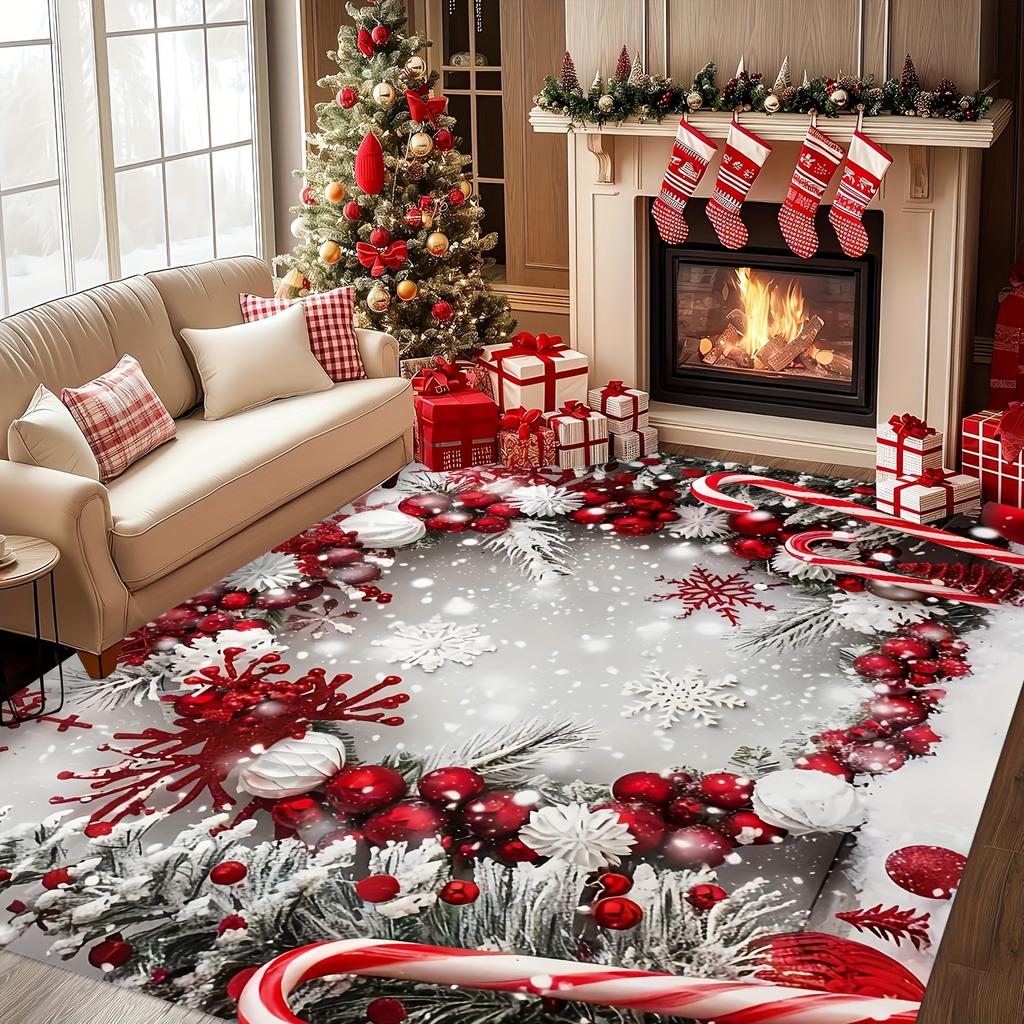Christmas Rug Festive Carpet For Live Room Large Area Rug Bedroom Rug Soft Doormat Welcome Mat Home Decoration