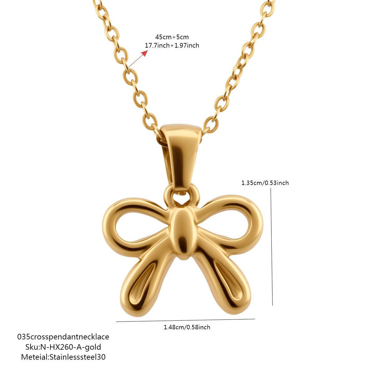 Luochen Bowknot Zircon Pendant Necklace - Korean Style Luxury Clavicle Chain