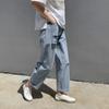 Japanese Retro Men's Torn Jeans Men's Loose Straight Leg Beggar Pants Spring Light and Thin Breathable Cropped Pants