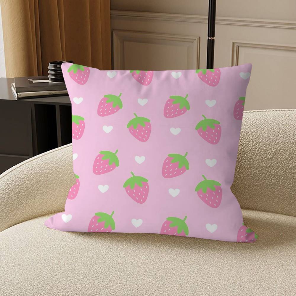 Cute Strawberry Maple Design Cushion Cover Happy Autumn Harvest Decor Holiday Decorati Pillow Cover