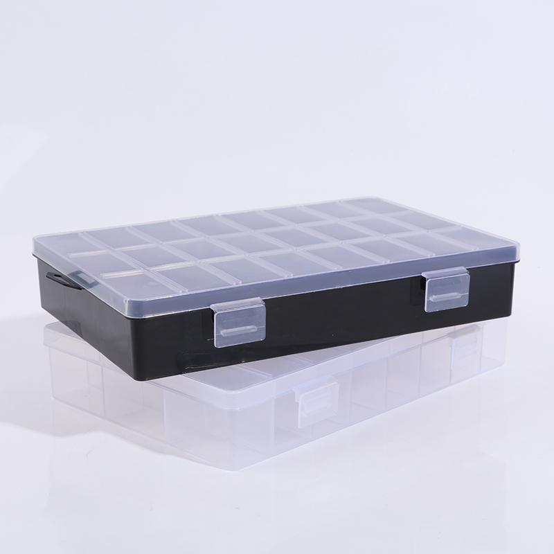 Clear Jewelry Box 24 Grids Plastic Bead Storage Container Earrings Organizer