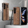 For Samsung Z Fold 6 5 4 3 Folding Screen Elastic Telescopic Leather Bag Wrist Strap with Pen Insertion Phone Case