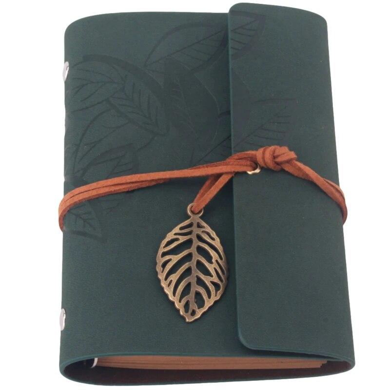 1PC Retro Leaf Notebook Škola Kancelář Psací potřeby Diář Poznámkový blok Literatura PU Kůže Notebook Cestovatelský deník Plánovače Dárky 75 listů/150 stran