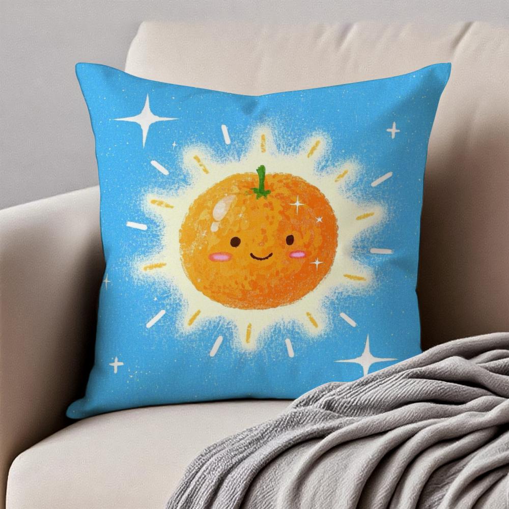 Härlig Anime Lyckofrukt Rolig Design Konst Kuddfodral Örngott Dammkvalsterfri Osynlig Dragkedja Kort Plysch Soffkudde