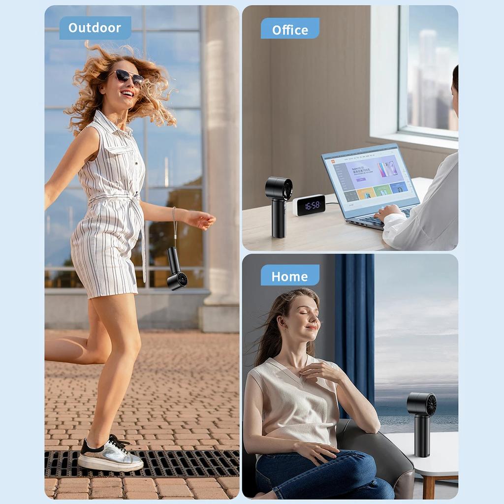 Portable Handheld Fan 4000mAh Battery Operated Cooling Fan 5 Speed Adjustable Small Desktop Fan With Digital Display