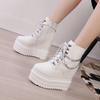 Fashion 14cm PU Microfiber Platform Wedge Women Ankle Boots Winter Plush Autumn Spring Women Shoes Hidden Super Heels British ZIP