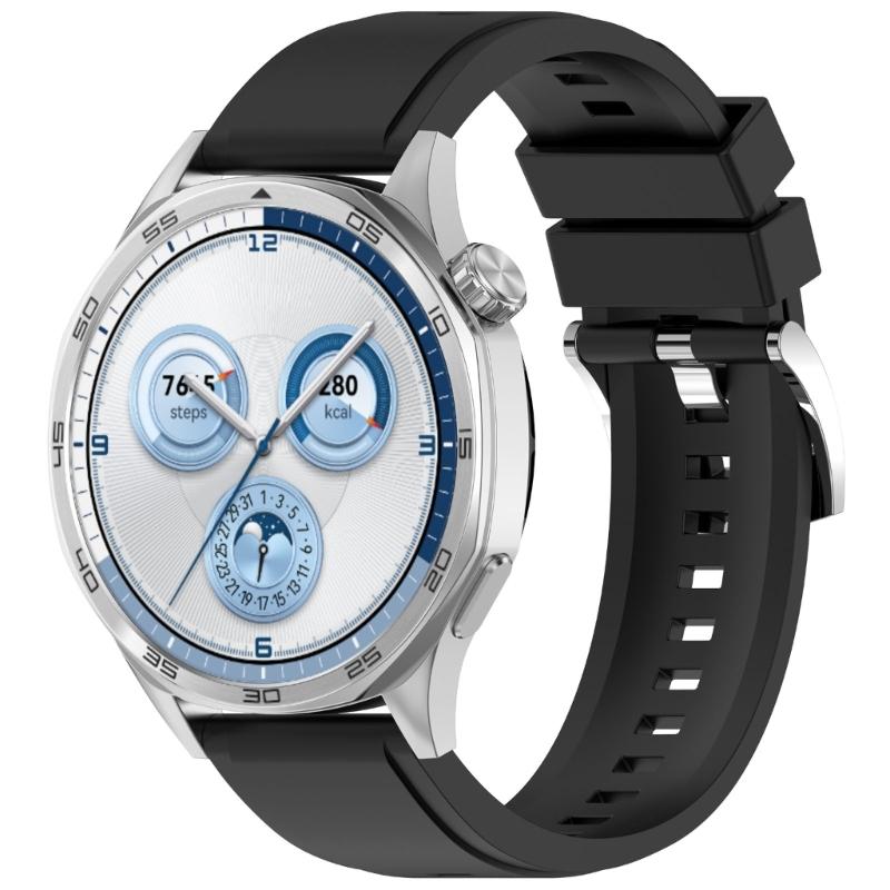 Adjustable Soft Silicone Watch Straps 22mm Press Button Closure Waterproof Lightweight Watch Band for Watch GT6