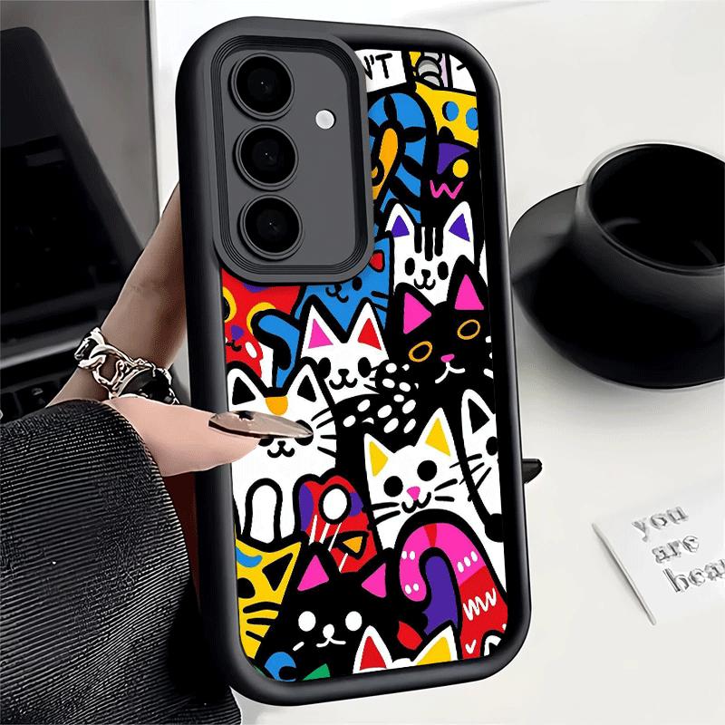 Cartoon Cute Cats Theme Soft Phone Case for Samsung Galaxy S26 Ultra S25 Edge S24 S23 S22 Plus S21 S20 FE 5G Shell Silicone Fund