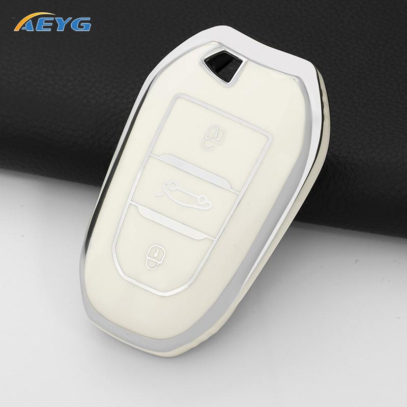 Tpu Car Remote Key Case Cover For Peugeot 308 408 508 2008 3008 4008 5008 Citroen C4 C4L C6 C3-Xr Picasso Ds3 Ds4 Ds5 Key Chain
