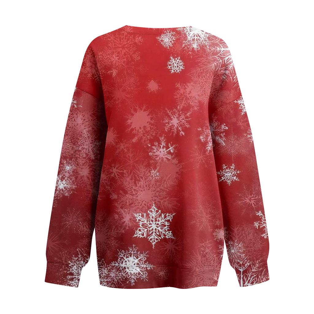 Women's Casual And Fashionable Christmas Print Long-Sleeved Top