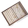 Black Walnut Metal Jewelry Tray with Linen Display for Rings