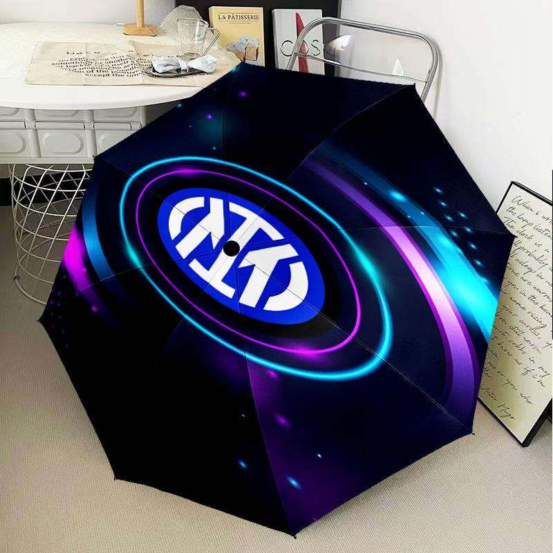 1PC Mi-lan FC Emblem Printed Umbrella Folding Umbrella, Automatic Umbrella 8-Frame for Travel, Camping Fan Gifts Christmas Gifts