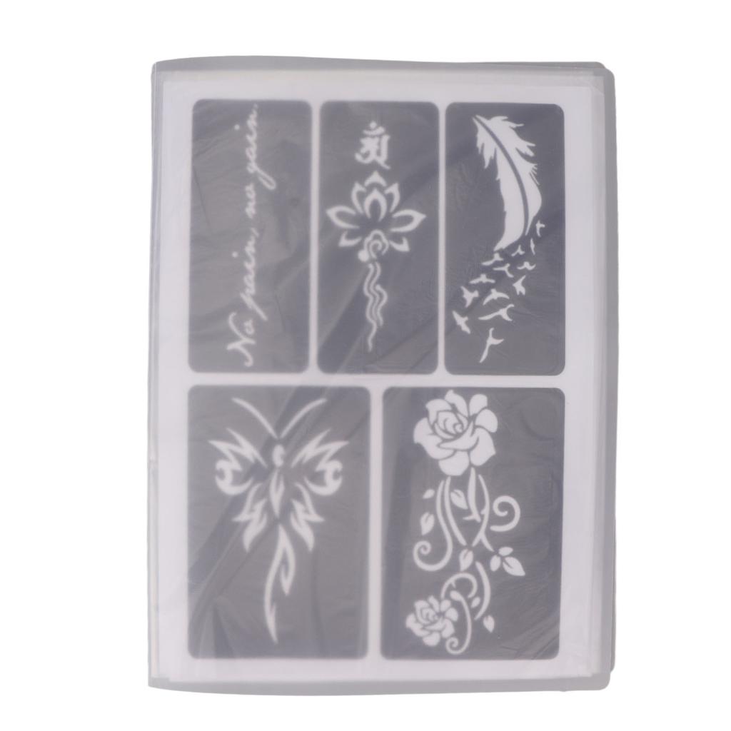 19 Sheets Tattoo Stencils Waterproof Temporary Reusable Body Art Glitter Tattoo Templates