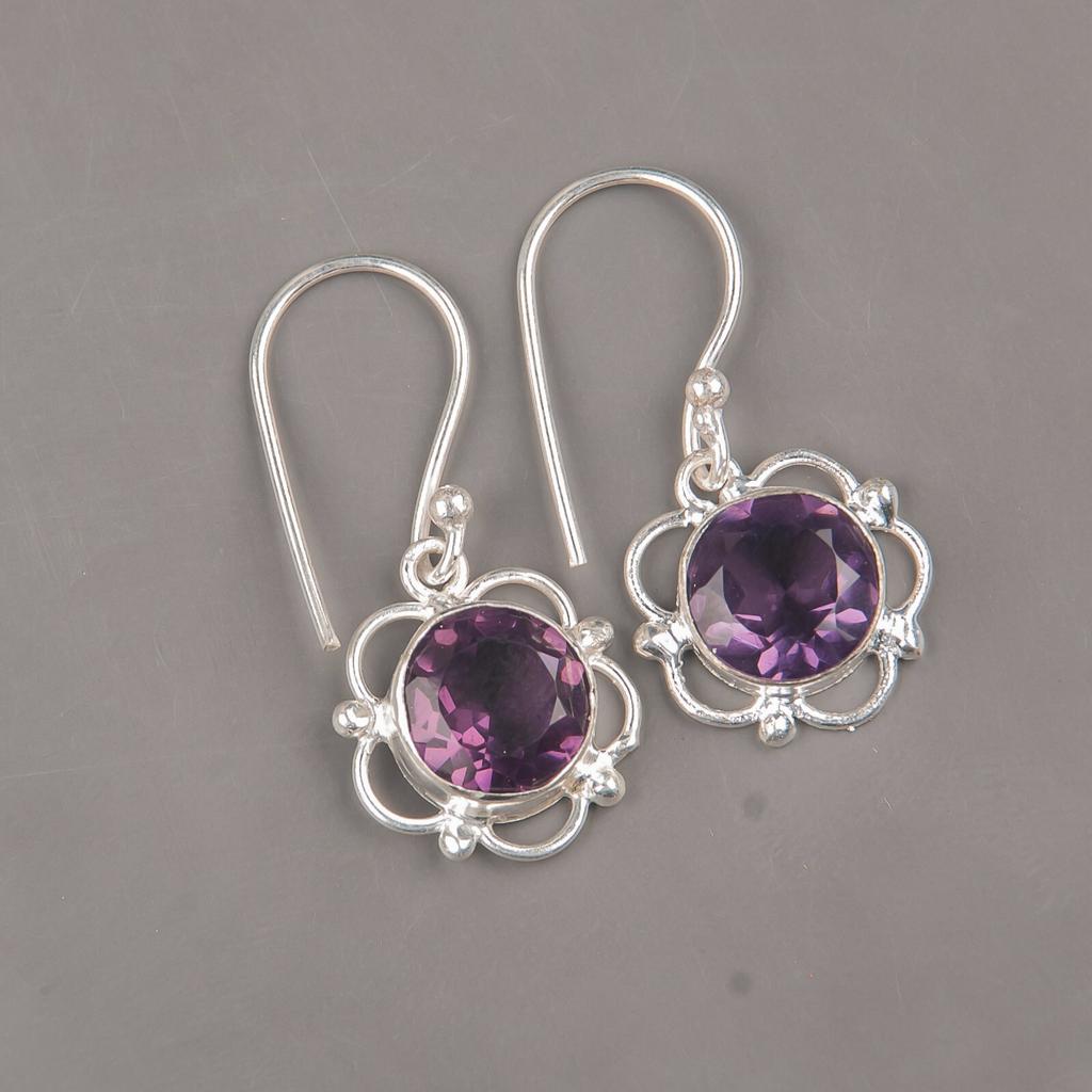 Amethst Gemstone 925 Sterling Silver Jewelry Handmade Drop/Dangle Earrings 1.40" EE-56-9