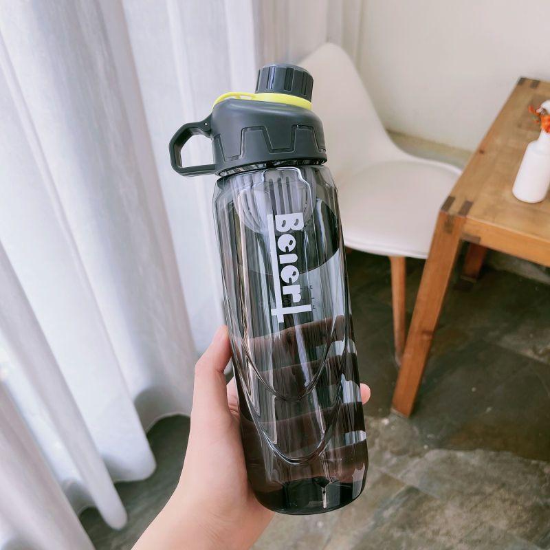1L Water Bottle with Time Scale Fitness Outdoor Sports Water Bottles with Straw Transparent Leakproof Motivational Sport Cup