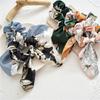 Hair Tie Floral Print Bunny Ear Design Hair Rope High Elasticity No Damage Bun Half-Tied Hairstyles Ponytail Holder Hair Accessory
