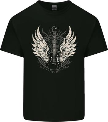 Guitar Wings Rock N Roll Music Heavy Metal Mens Cotton Men T Shirt Tee Black